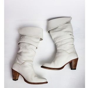 White leather Frye boots